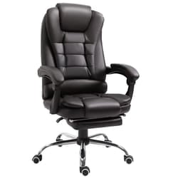 HOMCOM PU Leather Executive Office Chair with Retractable Footrest, Brown