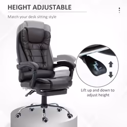 HOMCOM PU Leather Executive Office Chair with Retractable Footrest, Brown - Additional view 4