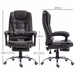 HOMCOM PU Leather Executive Office Chair with Retractable Footrest, Brown - Additional view 8