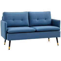 HOMCOM Modern Upholstered Two Seater Sofa for Bedroom Living Room Dark Blue - Additional view 8