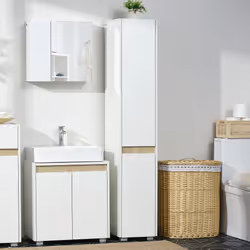 kleankin 5-Tier Modern Tall Bathroom Cabinet with Adjustable Shelves White