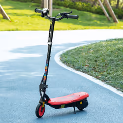 HOMCOM Folding Electric Scooter w/ LED Headlight, for Ages 7-14 Years - Red
