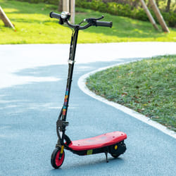 HOMCOM Folding Electric Scooter w/ LED Headlight, for Ages 7-14 Years - Red