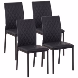 HOMCOM Dining Chairs Faux Leather Accent Chairs for Kitchen, Set of 4, Black