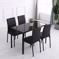 HOMCOM Dining Chairs Faux Leather Accent Chairs for Kitchen, Set of 4, Black - Additional view 4