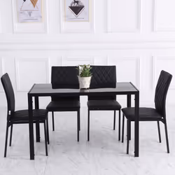 HOMCOM Dining Chairs Faux Leather Accent Chairs for Kitchen, Set of 4, Black - Additional view 5