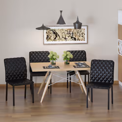 HOMCOM Dining Chairs Faux Leather Accent Chairs for Kitchen, Set of 4, Black - Additional view 8