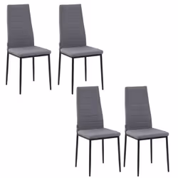 HOMCOM Dining Chairs Upholstered Fabric Accent Chairs with Metal Legs