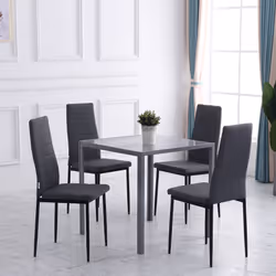 HOMCOM Dining Chairs Upholstered Fabric Accent Chairs with Metal Legs