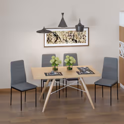 HOMCOM Dining Chairs Upholstered Fabric Accent Chairs with Metal Legs - Additional view 5