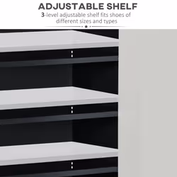HOMCOM Modern Storage Cabinet with High Gloss White Doors for 15 Pairs of Shoes - Additional view 4