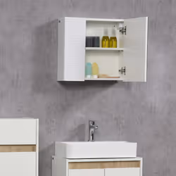 kleankin Bathroom Mirror Cabinet Wall Mounted Cupboard w/ Adjustable Shelf - Additional view 6