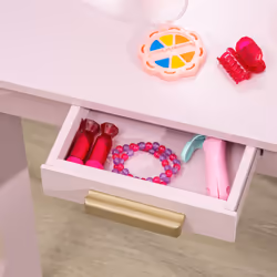 HOMCOM Kids Dressing Table Set Kids Vanity Set w/ Drawer, Mirror - Pink - Additional view 7