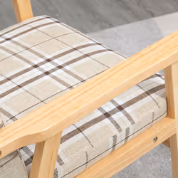 HOMCOM One Seater Sofa with Rubber Wood Frame Linen Fabric Small Couch Beige - Additional view 5