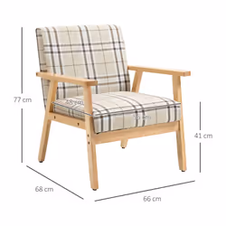 HOMCOM One Seater Sofa with Rubber Wood Frame Linen Fabric Small Couch Beige - Additional view 8