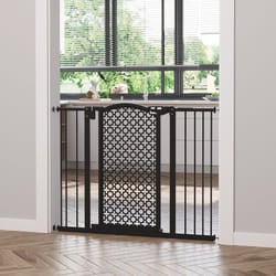 PawHut 74-105cm Pet Safety Gate, Pressure Fit Stair with Double Locking - Black