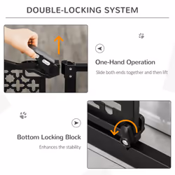 PawHut 74-105cm Pet Safety Gate, Pressure Fit Stair with Double Locking - Black