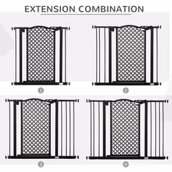 PawHut 74-105cm Pet Safety Gate, Pressure Fit Stair with Double Locking - Black - Additional view 5