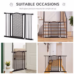 PawHut 74-105cm Pet Safety Gate, Pressure Fit Stair with Double Locking - Black - Additional view 6