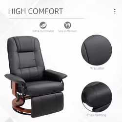 HOMCOM Ergonomic Office Recliner Sofa Chair PU Leather Armchair Lounger Black - Additional view 4