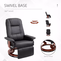 HOMCOM Ergonomic Office Recliner Sofa Chair PU Leather Armchair Lounger Black - Additional view 5