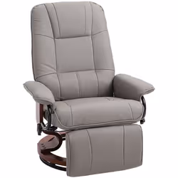 HOMCOM Ergonomic Office Recliner Sofa Chair PU Leather Armchair Lounger Grey