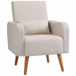 HOMCOM Nordic Leisure Lounge Sofa Accent Chair with Pillow Cream