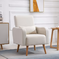 HOMCOM Nordic Leisure Lounge Sofa Accent Chair with Pillow Cream