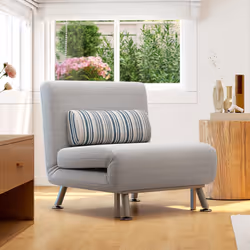 HOMCOM Single Folding 5 Position Convertible Sleeper Chair Sofa Bed Grey