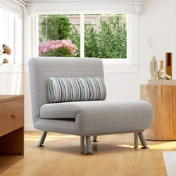 HOMCOM Single Folding 5 Position Convertible Sleeper Chair Sofa Bed Grey