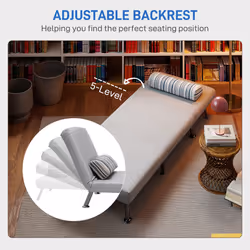 HOMCOM Single Folding 5 Position Convertible Sleeper Chair Sofa Bed Grey