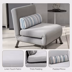 HOMCOM Single Folding 5 Position Convertible Sleeper Chair Sofa Bed Grey - Additional view 4