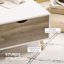 HOMCOM Modern Coffee Tables for Living Room w/ Storage Shelves, White - Additional view 4