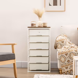 HOMCOM Chest of Drawers, 6 Drawer Unit Storage Chest Bedroom Living Room White - Additional view 6