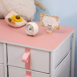 HOMCOM 6 Drawer Chest of Drawers w/ Wooden Top Kid Room Closet Hallway Pink - Additional view 7