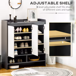 HOMCOM Modern Storage Cabinet with High Gloss White Doors for 24 Pairs of Shoes - Additional view 5