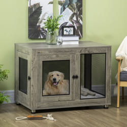 PawHut Pet Crate End Table w/ Soft Washable Cushion for Lage Medium Small Dogs