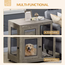PawHut Pet Crate End Table w/ Soft Washable Cushion for Lage Medium Small Dogs