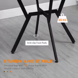 HOMCOM Small Kitchen Table with Black Steel Legs Dining Desk for Living Room