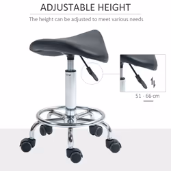 HOMCOM Saddle Chair, Rolling Salon Stool for Massage Spa Clinic Beauty, Black