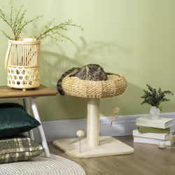 PawHut 51cm Cat Activity Centre w/ Top Bed, Toy Ball, Sisal Scratching Post