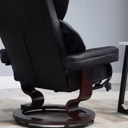 HOMCOM PU Leather Manual Reclining Armchair Footstool Set Padded Seat Black - Additional view 6