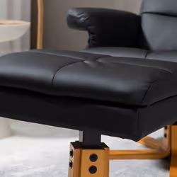 HOMCOM Recliner Chair and Footstool PU Leather Wooden Base Black - Additional view 7