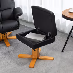HOMCOM Recliner Chair and Footstool PU Leather Wooden Base Black - Additional view 8