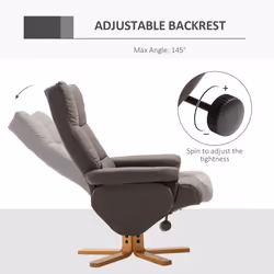 HOMCOM Recliner Chair and Footstool PU Leather Wooden Base Brown