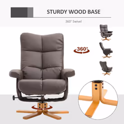 HOMCOM Recliner Chair and Footstool PU Leather Wooden Base Brown - Additional view 6