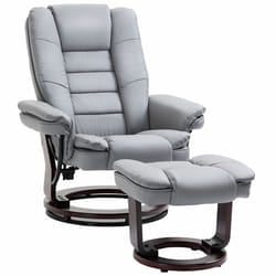 HOMCOM Swivel Manual Recliner and Footrest Set PU Lounge Chair Grey