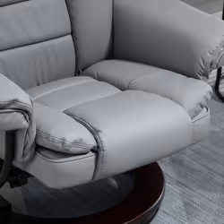 HOMCOM Swivel Manual Recliner and Footrest Set PU Lounge Chair Grey - Additional view 7