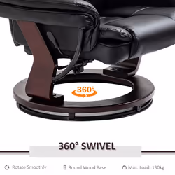 HOMCOM Swivel Manual Recliner Footrest Set PU Leather Lounge Black - Additional view 4