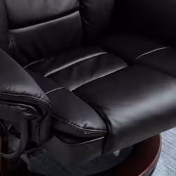 HOMCOM Swivel Manual Recliner Footrest Set PU Leather Lounge Black - Additional view 6